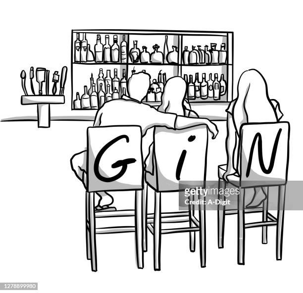 bar friends - bar area stock illustrations