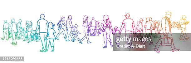 downtown somewhere at five rainbow - crosswalk stock illustrations
