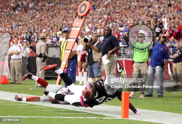 Alfonso Smith of the Arizona Cardinals is ruled down at the two yard line against the New York Giants at University of Phoenix Stadium on October 2,...