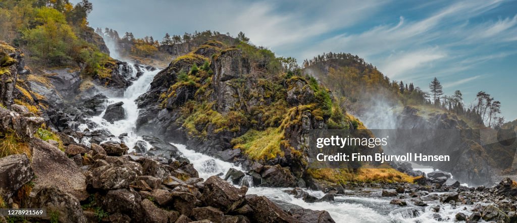 Låtefoss waterfall near Odda in Norway