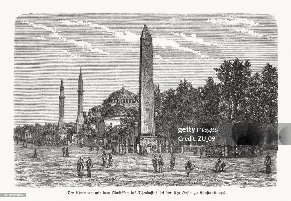 At Meydanı with obelisk, Istanbul, Turkey, wood engraving, published 1893