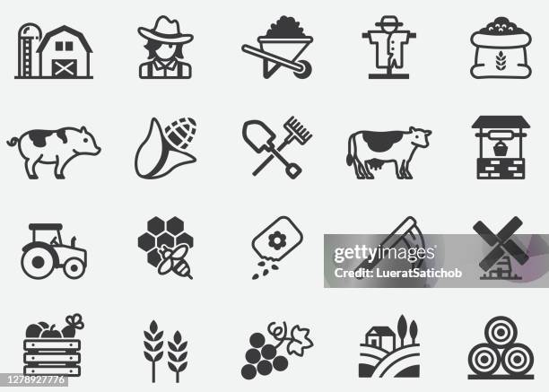 farm and agriculture pixel perfect icons - milk canister stock illustrations