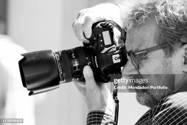Italian photographer Oliviero Toscani during a photo shoot at San Felice sul Panaro. Modena , May 8th, 2013