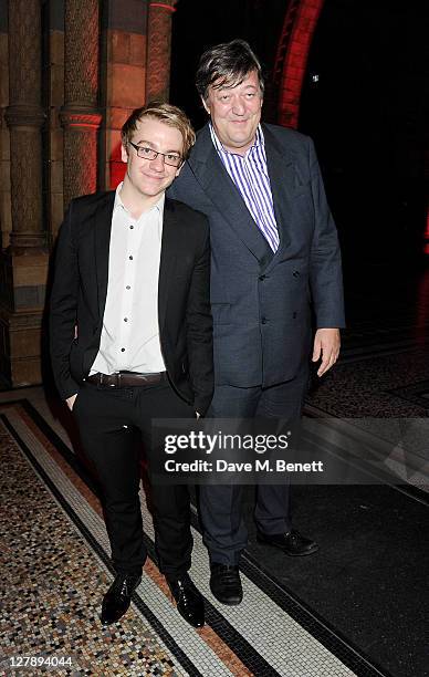 Steven Webb and Stephen Fry attend an afterparty following the 25th Anniversary performance of Andrew Lloyd Webber's "The Phantom Of The Opera" at...