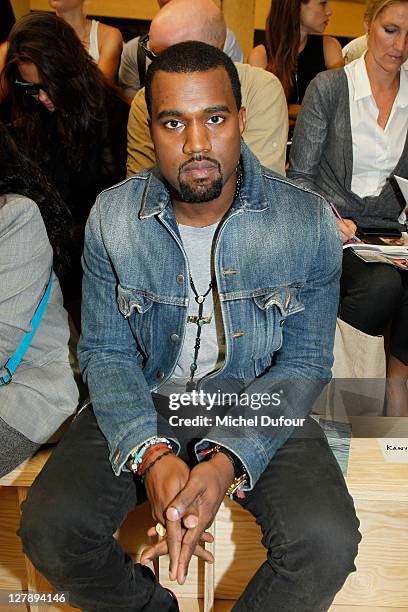 Kanye West attends the Celine Ready to Wear Spring / Summer 2012 show during Paris Fashion Week on October 2, 2011 in Paris, France.