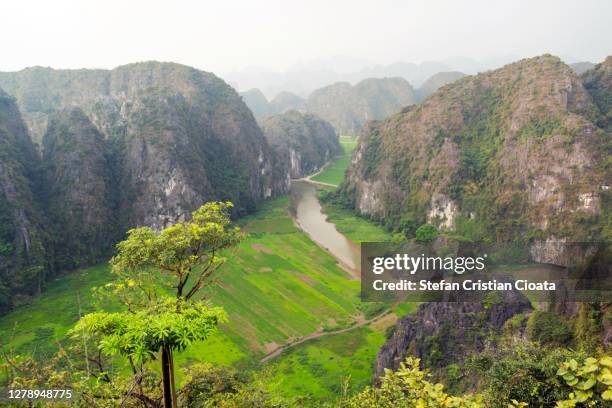 vietnam limestone landscape near ninh binh - red river stock pictures, royalty-free photos & images