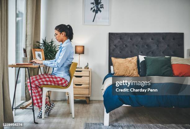 where work life and personal life merges - pajamas work stock pictures, royalty-free photos & images
