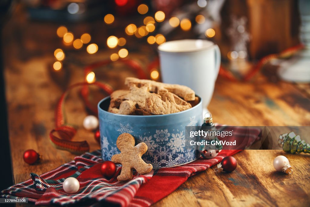 Fresh Baked Christmas Cookies in Christmas Home Atmosphere