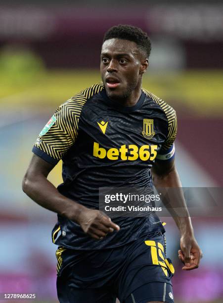 Bruno Martins Indi of Stoke City during the Carabao Cup fourth round match between Aston Villa and Stoke City at Villa Park on October 01, 2020 in...