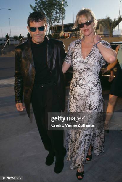 American actress Melanie Griffith and Spanish actor Antonio Banderas during Grand Re-Opening of The Hard Rock Hotel And Casino at Hard Rock Hotel And...