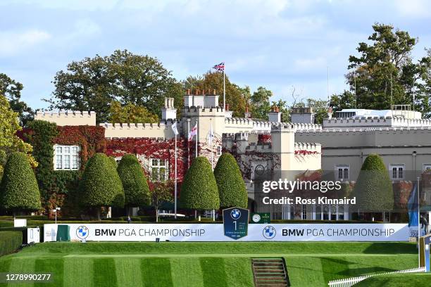 General view of the 1st tee and the clubhouse during a practice round ahead of the BMW PGA Championship at Wentworth Golf Club on October 07, 2020 in...