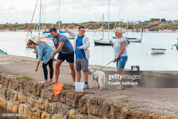crabbing in northumberland - crabbing stock pictures, royalty-free photos & images