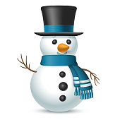 Christmas snowman with top-hat and scarf.