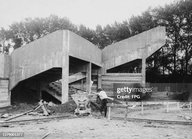 Stands under construction at the Stade Olympique Yves-du-Manoir , in Colombes, a suburb of Paris, France, circa 1915. The stadium is being...
