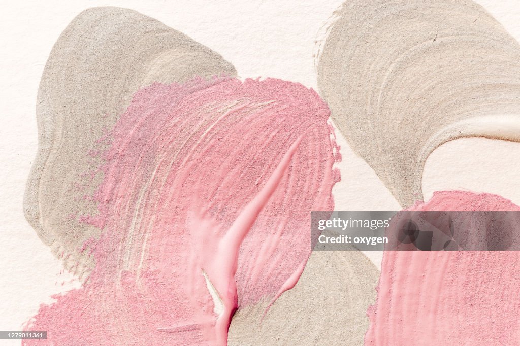Pink and Beige Abstract Brush Stroke Isolated on White Background. Colorful Watercolor Brush Stroke