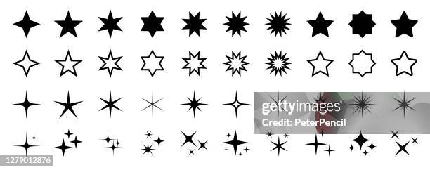 stern-symbol-set - vektor-stock-illustration. verschiedene formen von sternen, sternbildern, galaxien - judenstern stock-grafiken, -clipart, -cartoons und -symbole