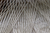 Close up texture of a lot of threads in a weaving machine called a loom