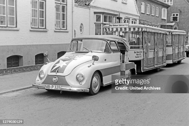 Kaessbohrer public transport train on Foehr island, Germany 1960s.