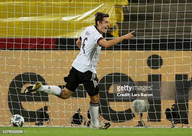 Florian Neuhaus of Germany celebrates after scoring his team's second goal during the international friendly match between Germany and Turkey at...