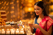 young woman diwali celebrate - stock photo