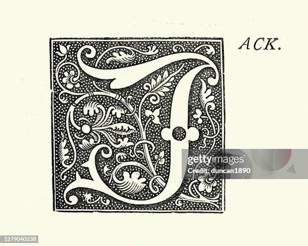 ornate capital letter j, jack - letter j stock illustrations