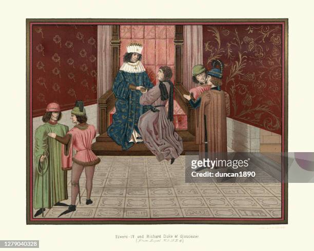 king edward iv of england with richard duke of gloucester - king royal person stock illustrations