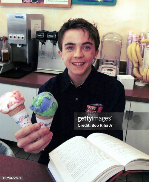 Frankie Muniz, star of the hit television series "Malcolm in the Middle" perfected his scooping and reading skills during "Scoop School" event, May...