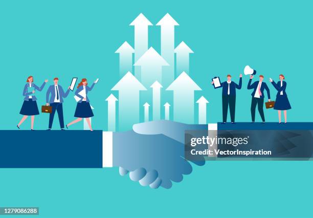 stockillustraties, clipart, cartoons en iconen met bedrijfswerkwerkwerk, bedrijfsconceptillustratie - mergers and acquisitions