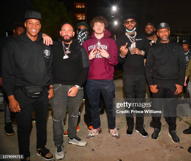 Jabbar Coleson, Dj Drama, DJ Tephlon, Jack Harlow, Dave East East and Alex Gidewon attend Jeezy Birthday celebration at Compound on October 03, 2020...