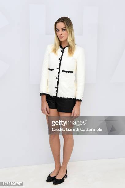 Margot Robbie virtually attends the Chanel Womenswear Spring Summer 2021 held at the Grand Palais on October 06, 2020 in Paris, France.