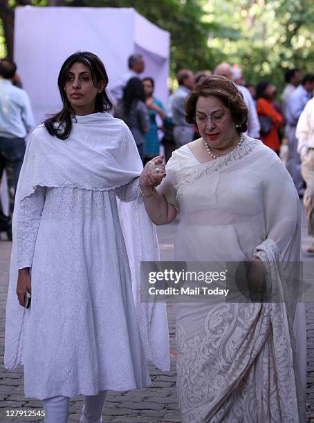 Shweta Nanda and Ritu Nanda during a prayer function in memory of Mansur Ali Khan Pataudi in New Delhi, India, Saturday, October 1, 2011. Nawab...