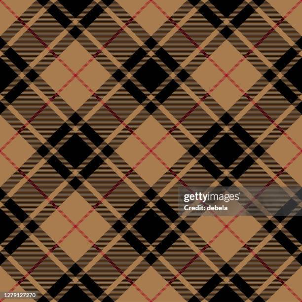 beige and black argyle scottish tartan plaid textile pattern - neutral kitchen stock illustrations