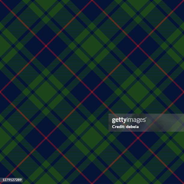 illustrazioni stock, clip art, cartoni animati e icone di tendenza di verde e blu argyle scottish tartan plaid modello tessile - cultura britannica