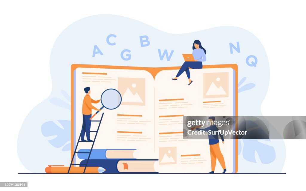 Students Learning Foreign Language With Vocabulary High-Res Vector ...