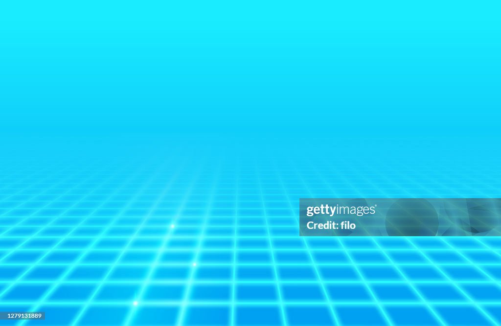 Blue Glow Retro Grid Background