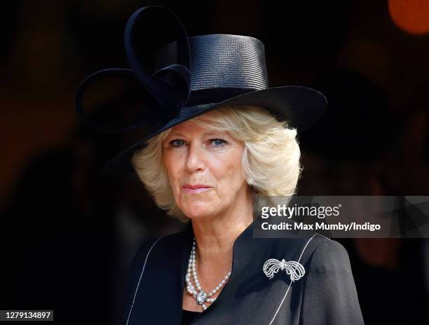 Camilla, Duchess of Cornwall attends a memorial service for her father Major Bruce Shand at St Paul's Church, Knightsbridge on September 11, 2006 in...