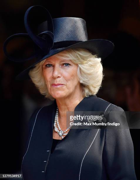 Camilla, Duchess of Cornwall attends a memorial service for her father Major Bruce Shand at St Paul's Church, Knightsbridge on September 11, 2006 in...