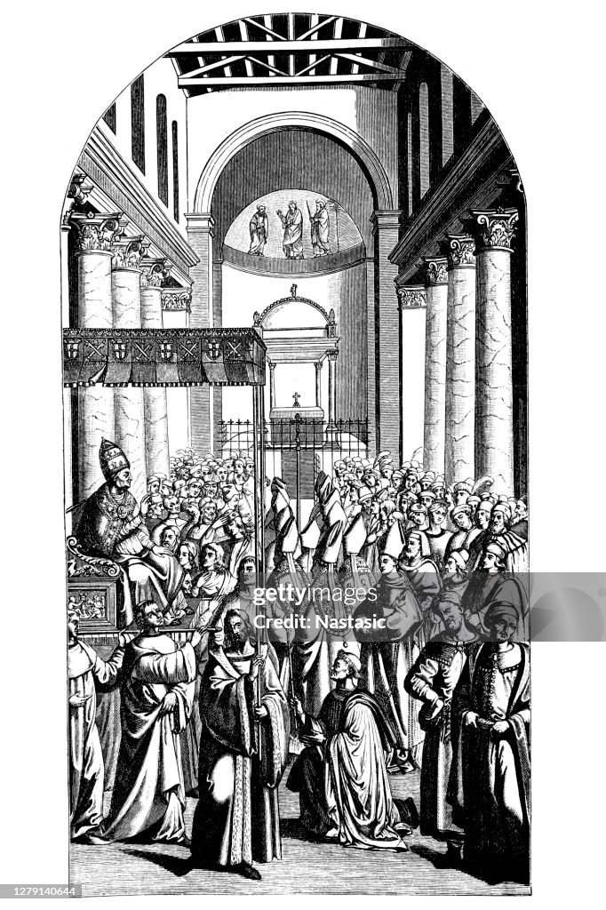 Enea Silvio Piccolomini is elected pope ,a mural by Pinturicchio in the library of the Siena Cathedral