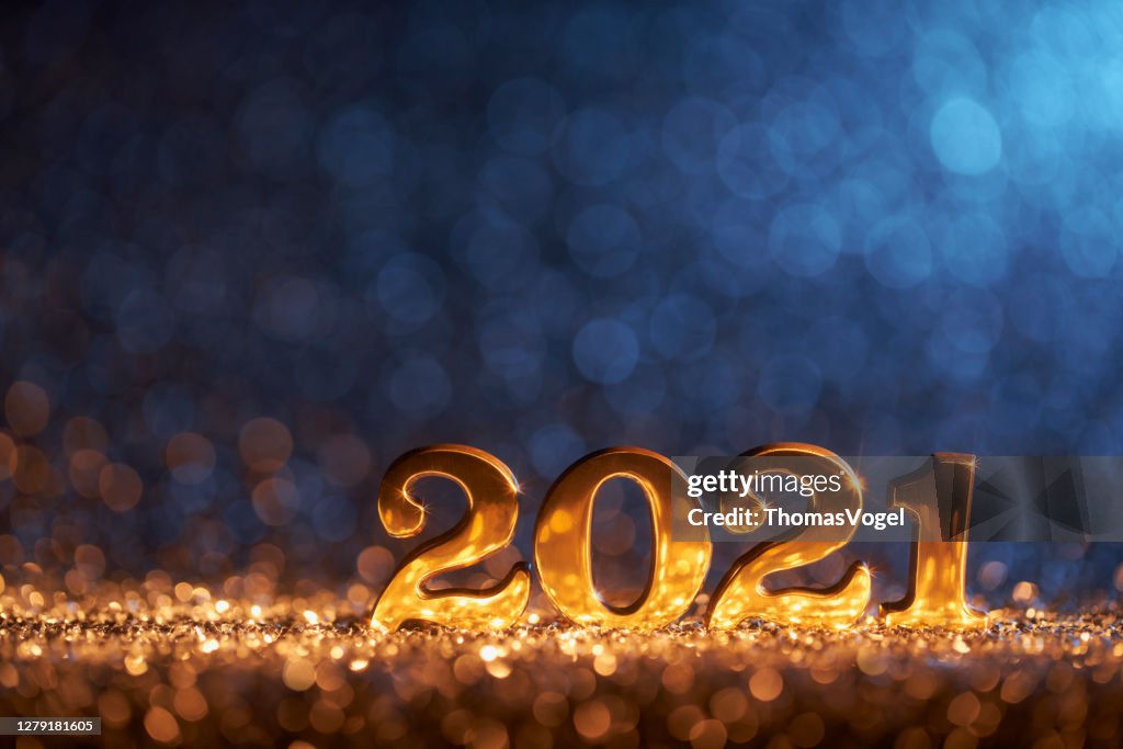New Year Decoration 2021 - Gold Blue Party Celebration Christmas