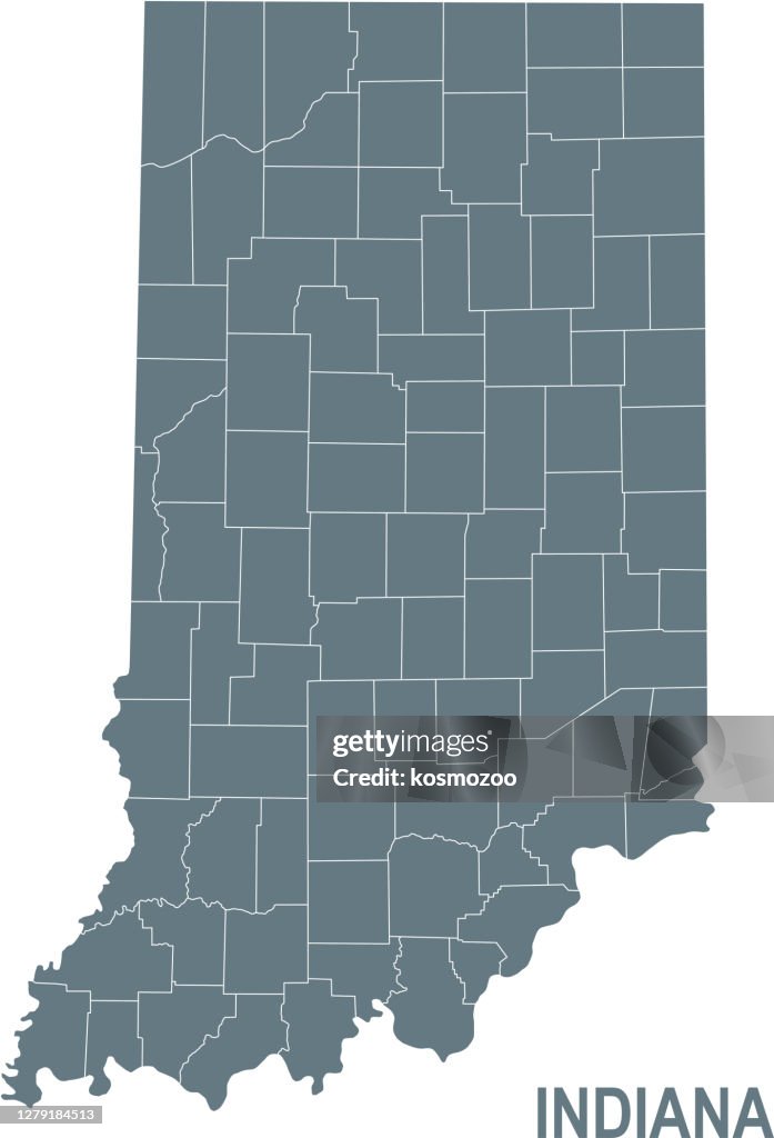 Simple Indianamap Basic Map Of Indiana Including Boundary Lines High-Res Vector Graphic ...