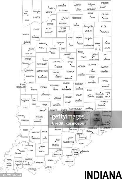 outline map of indiana - indiana stock illustrations