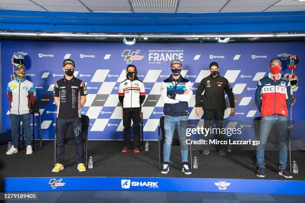 Mike Di Meglio of France and EG 0,0 Marc VDS , Dominique Aegerter of Switzerland and Dynavolt Intact GP , Mattia Casadei of Italy and Ongetta Sic58...