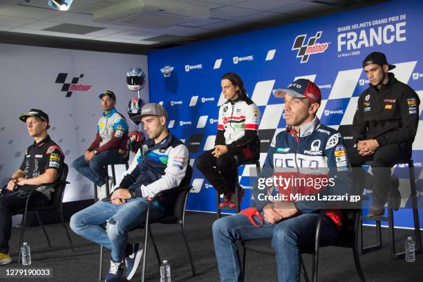 Mike Di Meglio of France and EG 0,0 Marc VDS , Dominique Aegerter of Switzerland and Dynavolt Intact GP , Mattia Casadei of Italy and Ongetta Sic58...