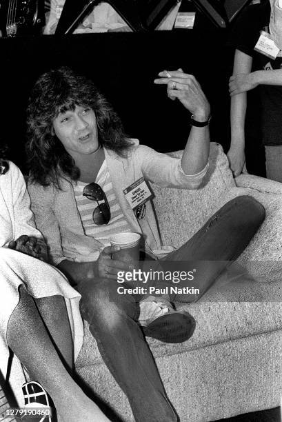 Dutch-born American Rock musician Eddie Van Halen , of the group Van Halen, attends the NAMM Show at McCormick Place, Chicago, Illinois, June 19,...