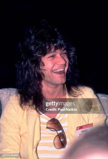 Dutch-born American Rock musician Eddie Van Halen , of the group Van Halen, attends the NAMM Show at McCormick Place, Chicago, Illinois, June 19,...