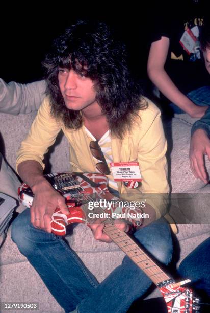 Dutch-born American Rock musician Eddie Van Halen , of the group Van Halen, attends the NAMM Show at McCormick Place, Chicago, Illinois, June 19,...