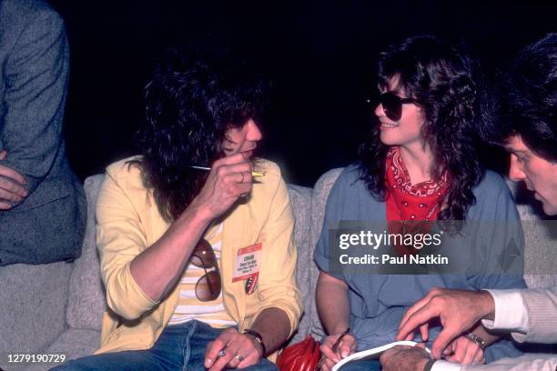 Married couple, Dutch-born American Rock musician Eddie Van Halen , of the group Van Halen, and American actress Valerie Bertinelli attend the NAMM...