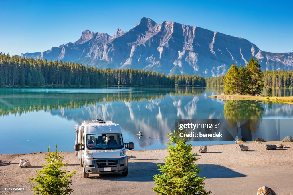 RV van in Banff National Park Alberta Canada
