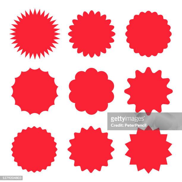 starburst stickers and badges - vector set - round sticker stock illustrations