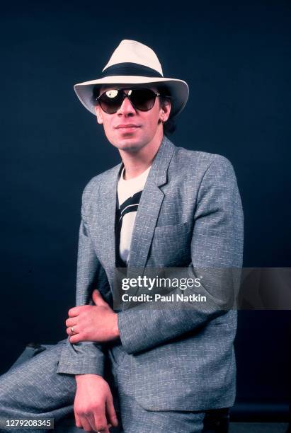 Portrait of Dutch-born American Rock musician Alex Van Halen, of the group Van Halen, backstage at the Metro Center, Rockford, Illinois, March 16,...